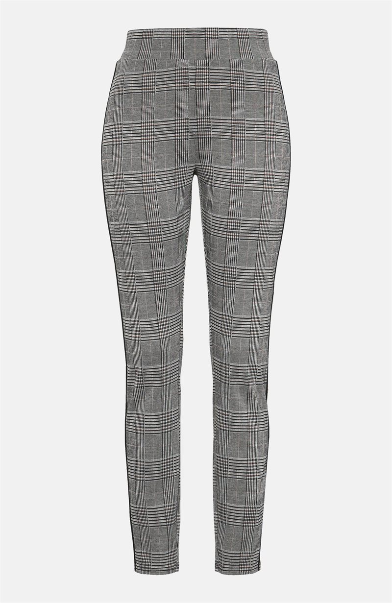 Läs mer om Rutig trikåbyxa i stretchjacquard