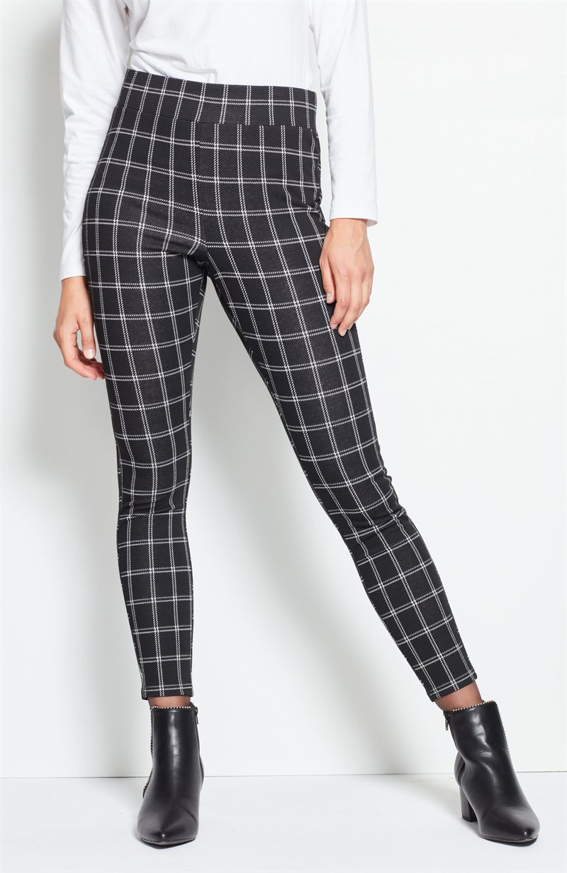 Läs mer om Rutiga leggings i stretchjacquard