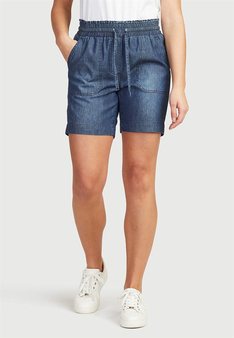 Denimshorts med resår i midjan