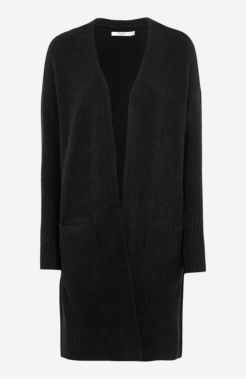 Läs mer om Cardigan med öppen framsida och ribbade detaljer
