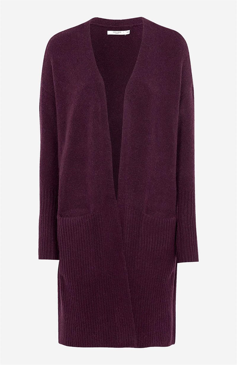 Läs mer om Cardigan med öppen framsida och ribbade detaljer