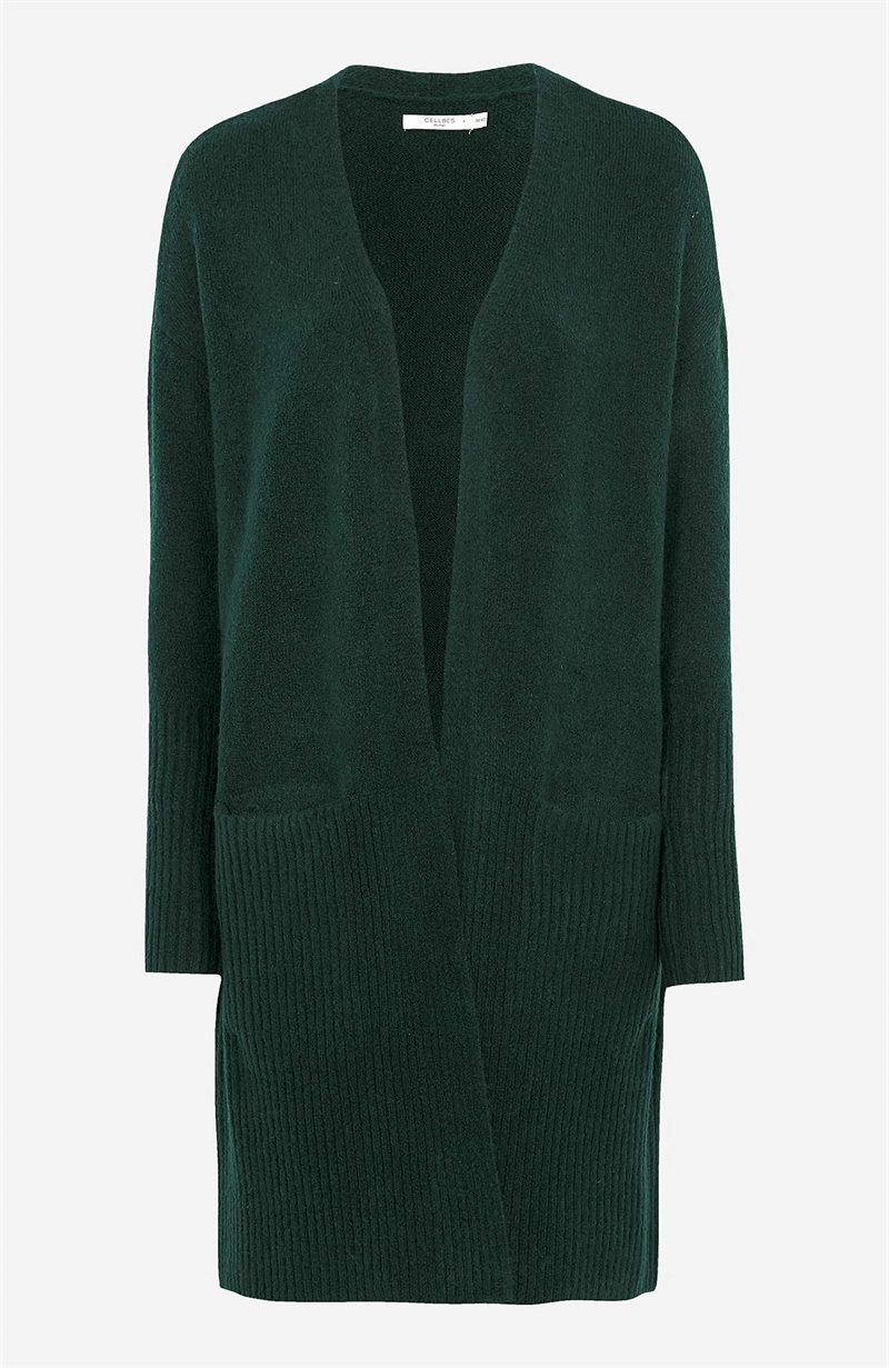 Läs mer om Cardigan med öppen framsida och ribbade detaljer