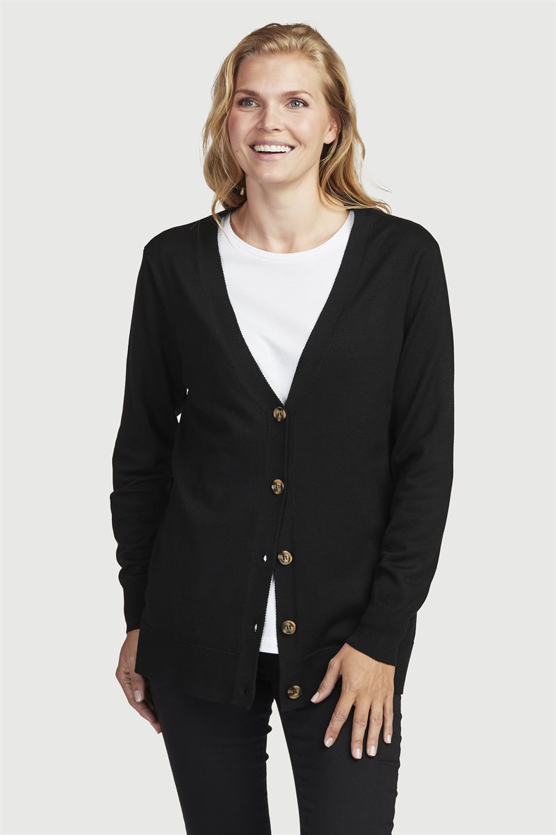 Läs mer om Finstickad cardigan med v-ringning och knappar