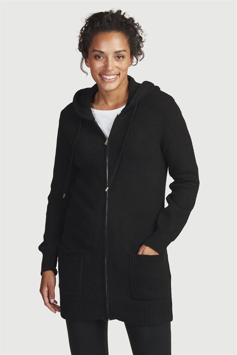 Läs mer om Mjuk cardigan med huva