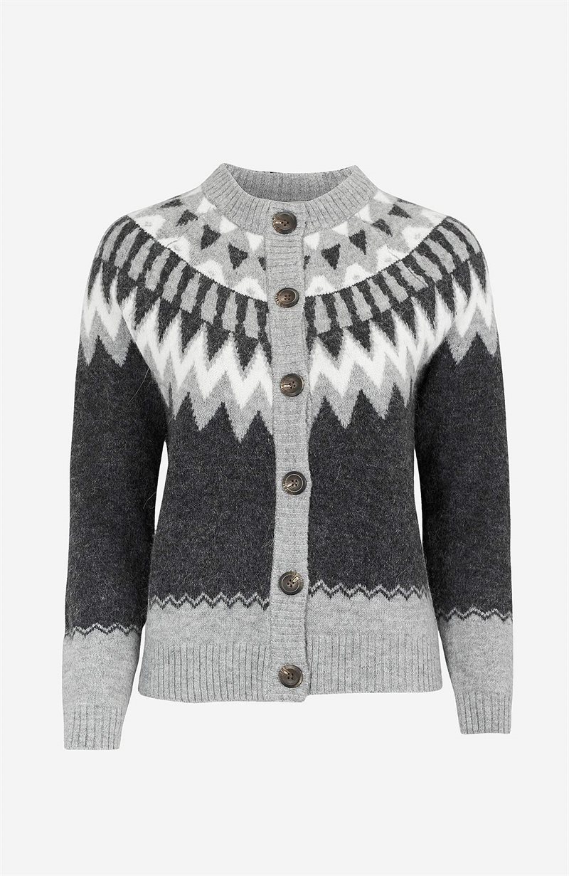 Läs mer om Mönsterstickad cardigan Merla
