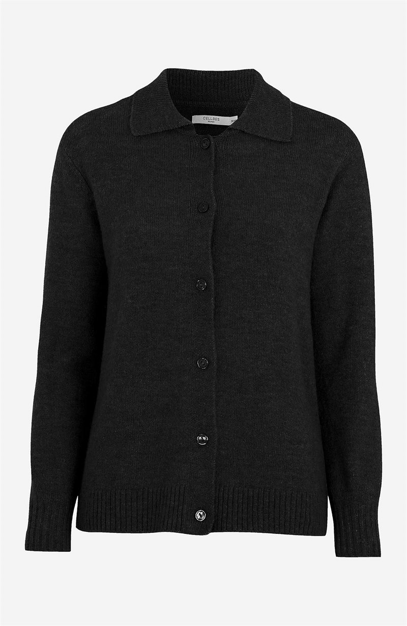 Läs mer om Stickad cardigan med krage