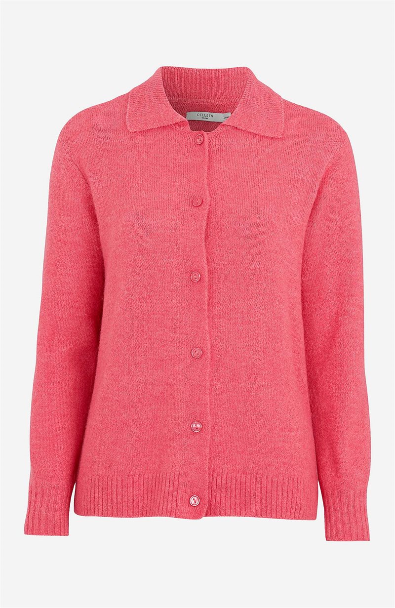 Läs mer om Stickad cardigan med krage