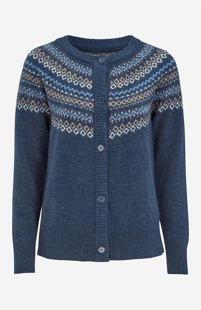 Läs mer om Jacquardstickad cardigan i ullmix