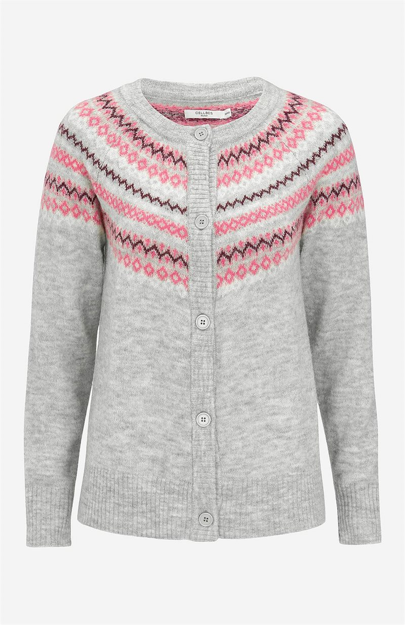 Läs mer om Jacquardstickad cardigan i ullmix