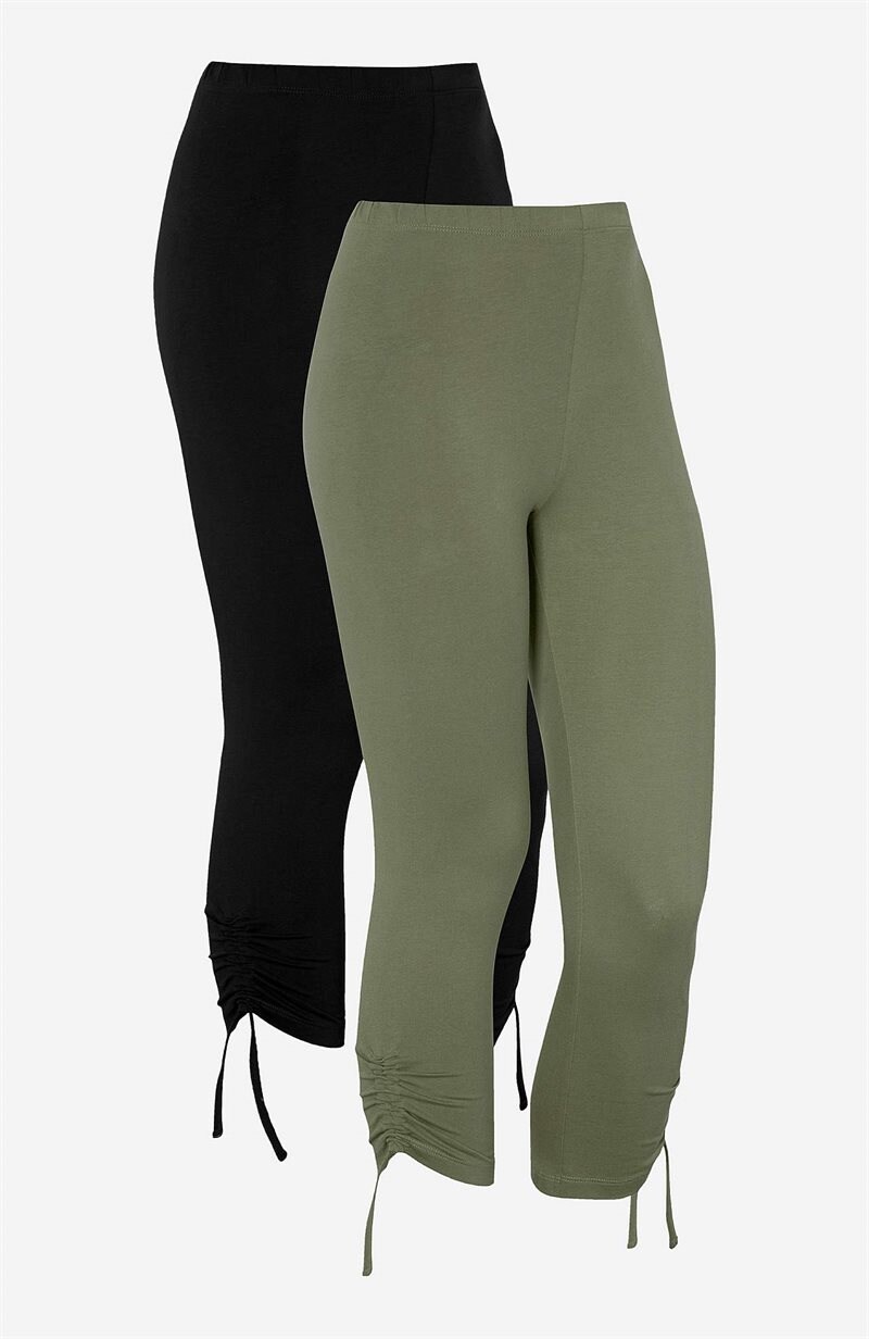 Läs mer om Caprileggings med dragsko i bensluten Astrid 2-pack