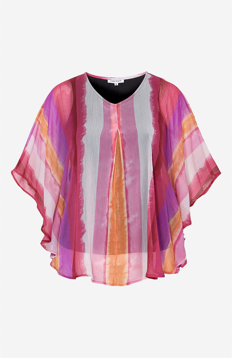 Läs mer om Mönstrad kaftantopp i chiffon Desiree