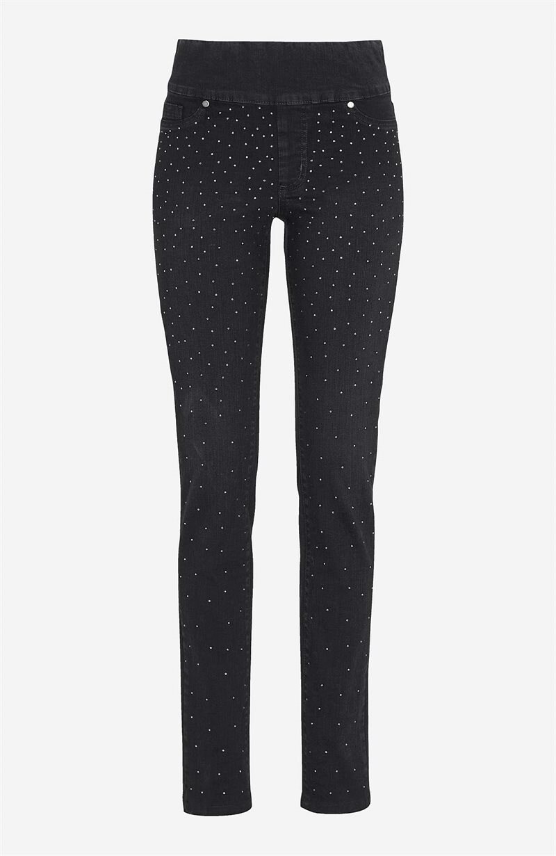 Läs mer om Stretchiga jeggings med strassdetaljer Elin