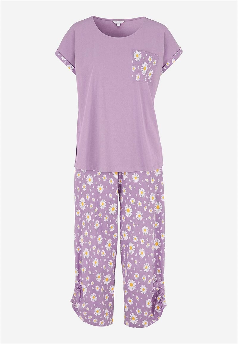 Tvådelad pyjamas med enfärgad överdel Kristin 2-pack
