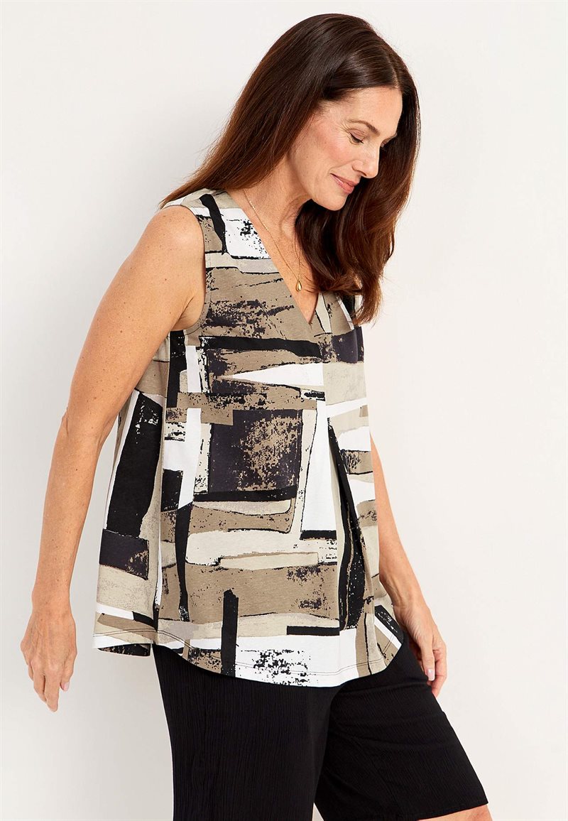 Ärmlös trikåtopp med v-ringning Etna 30942