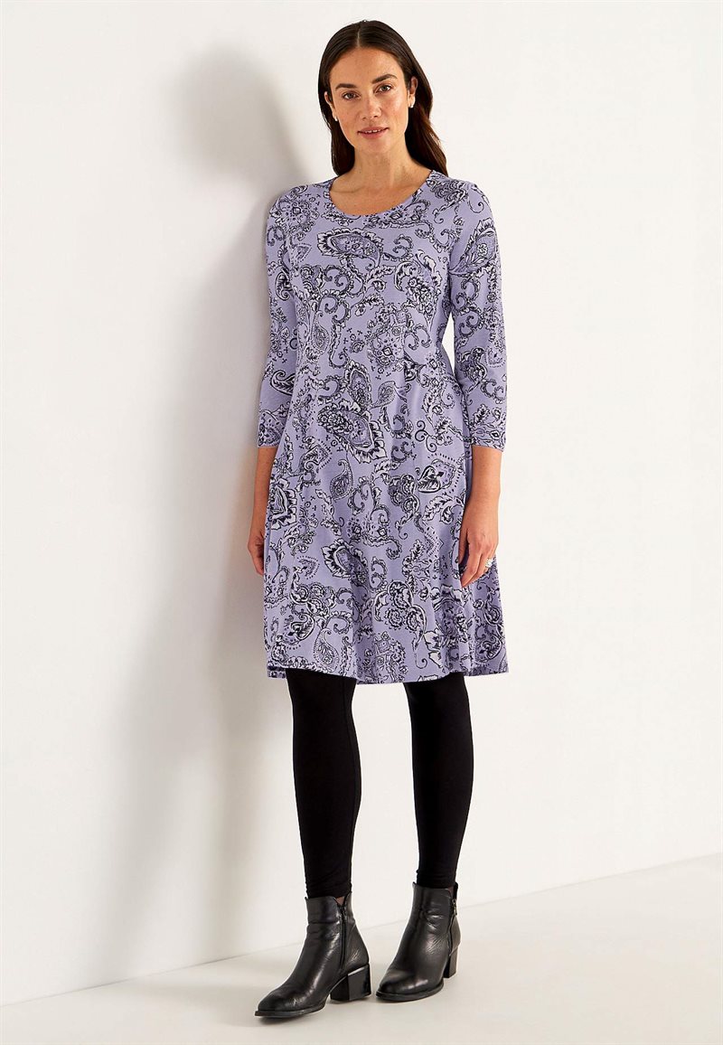 MÃ¶nstrad trikÃ¥klÃ¤nning med fickor 35801