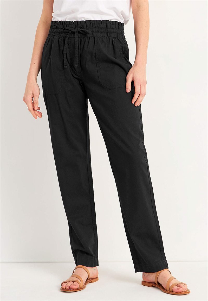 Lång byxa i tvättad bomull 23196