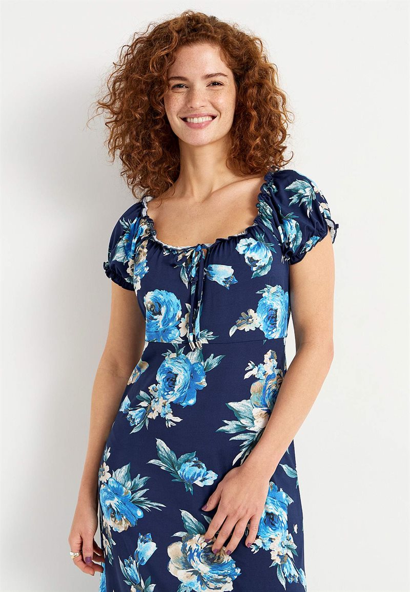 Lång, mönstrad singoallaklänning Monica 26407