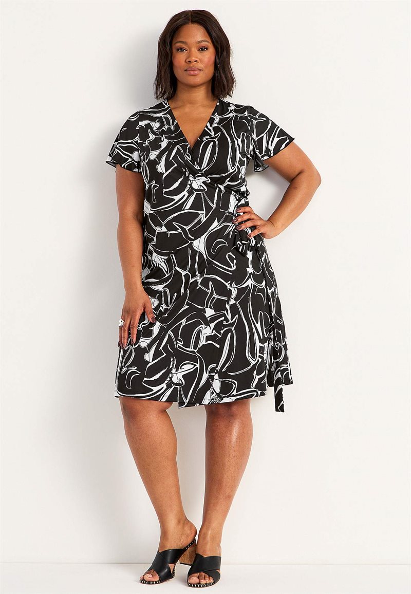 Mönstrad omlottklänning i trikå Ali 29975