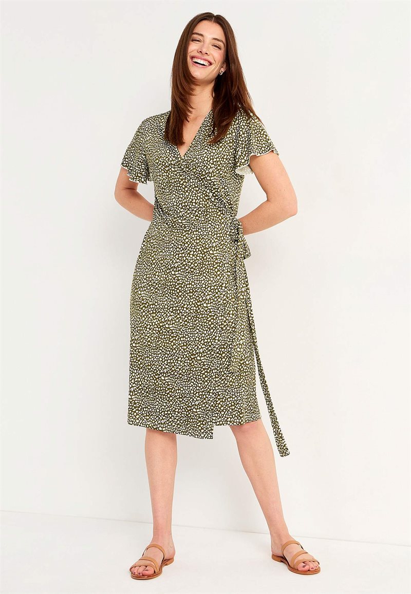 Mönstrad omlottklänning i trikå Ali 29967