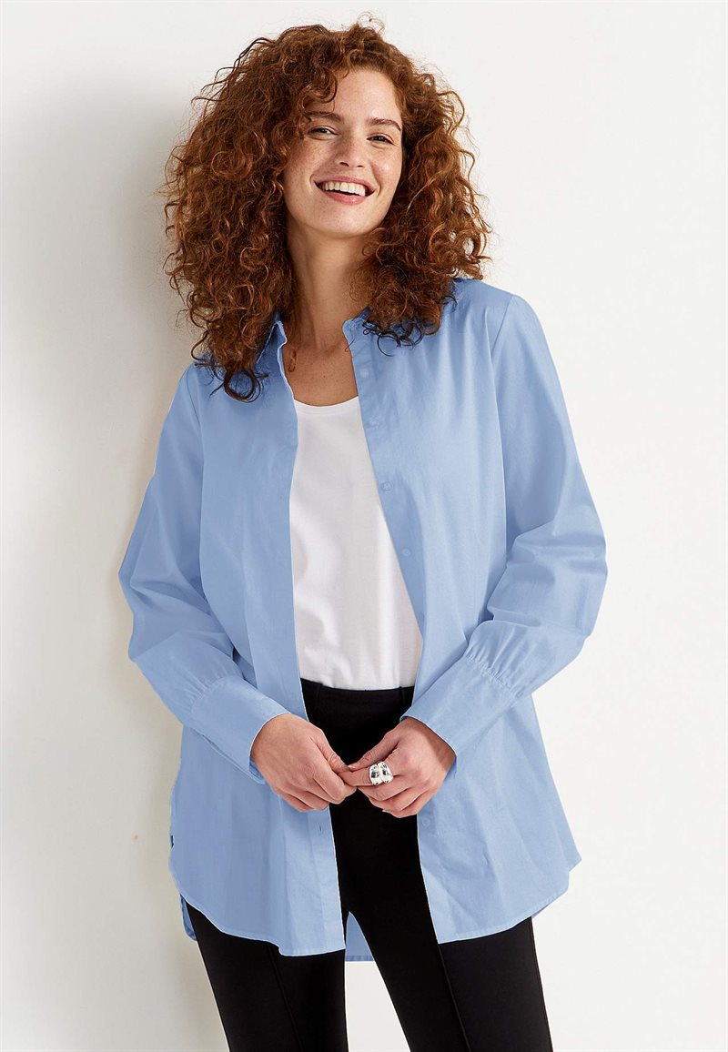 Långskjorta i bomullssatin Cora 25909