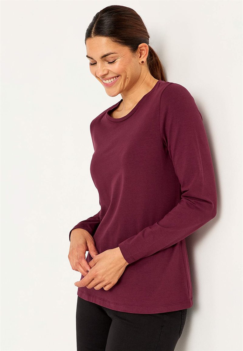 Långärmad trikåtopp i ekologisk bomull 25509