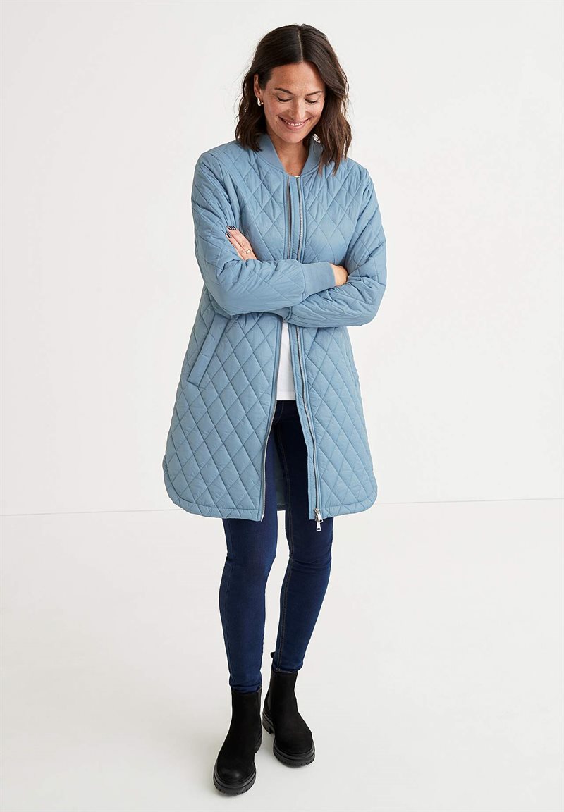 Lång, quiltad jacka Elena