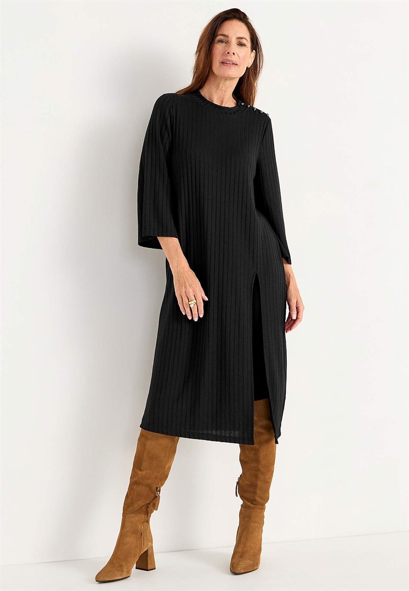 Ribbstickad klänningstunika