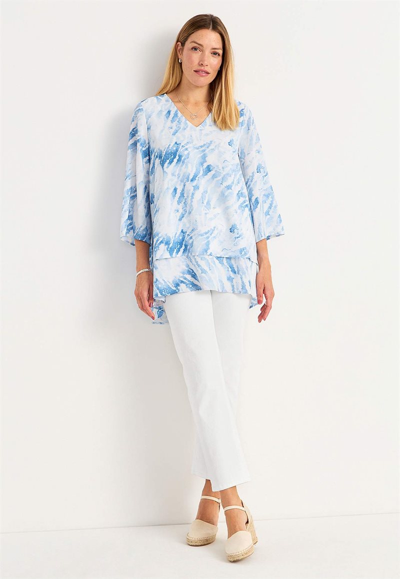 V-ringad tunika med trumpetärm Paula