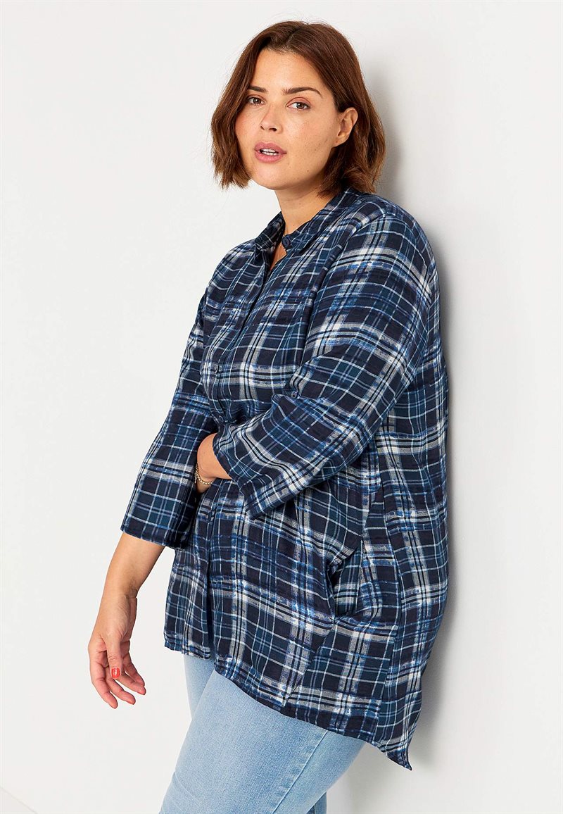 Rutig tunika med krage Catrin 27954