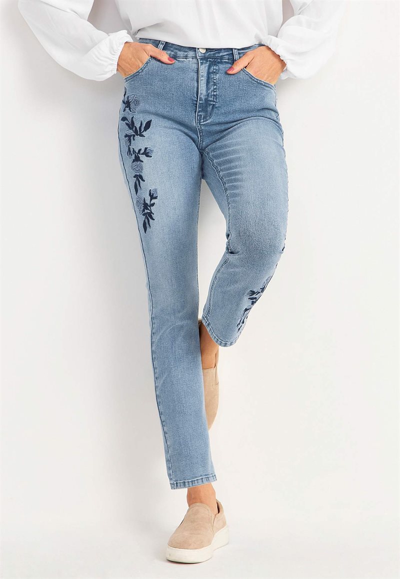 Ankeljeans med broderi Emmy 27976