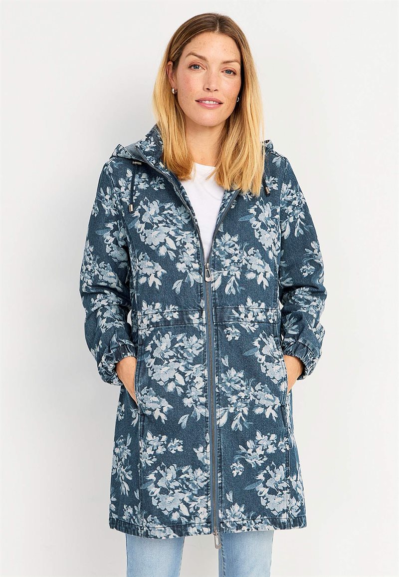 Mönstrad parkas i denim