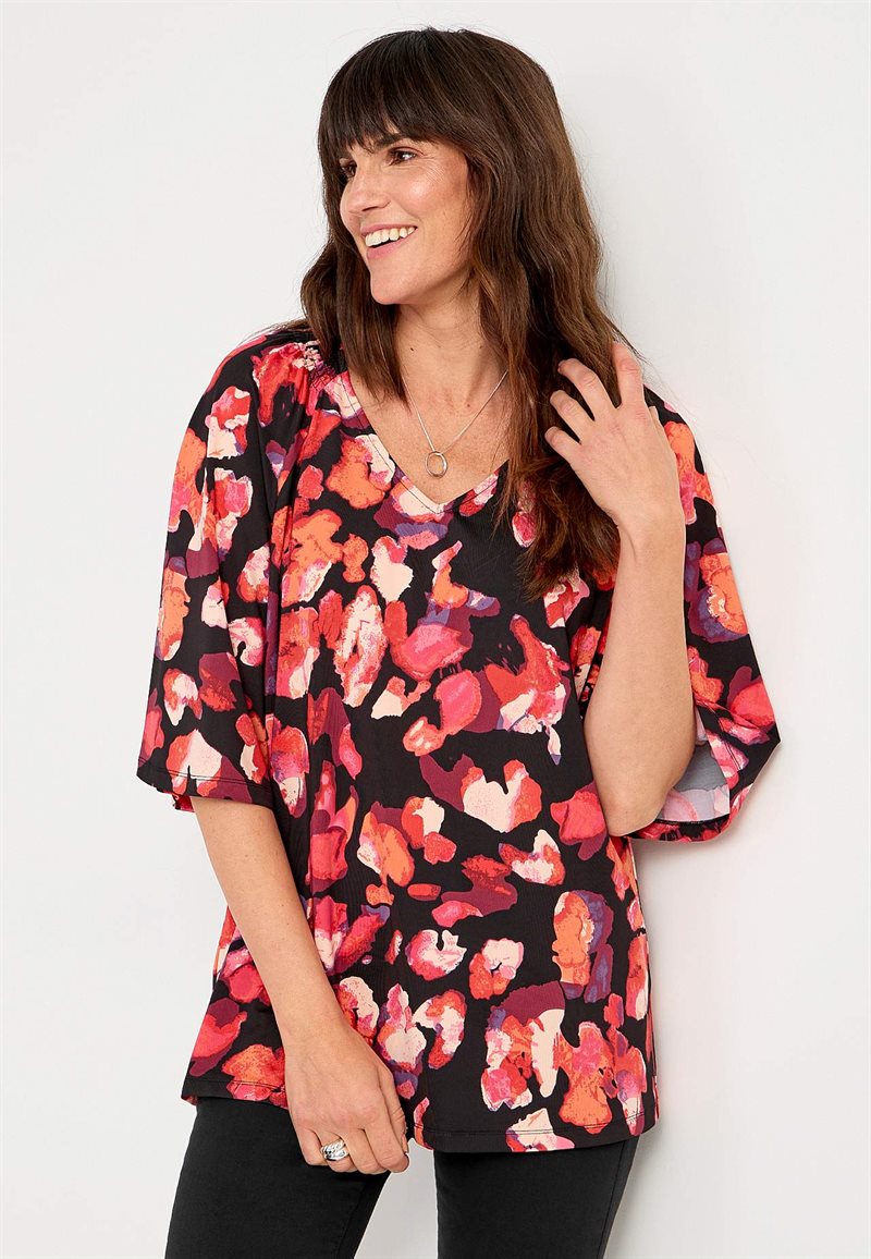 Trikåtopp med trumpetärm Ella