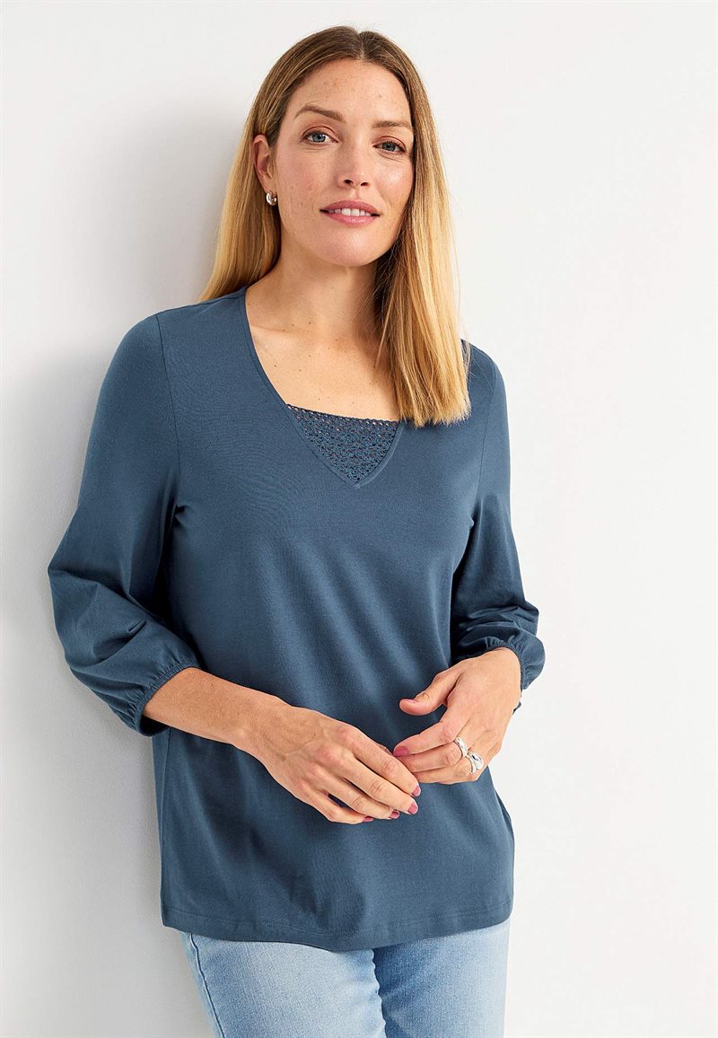 Trikåtopp med spets Grace 28647