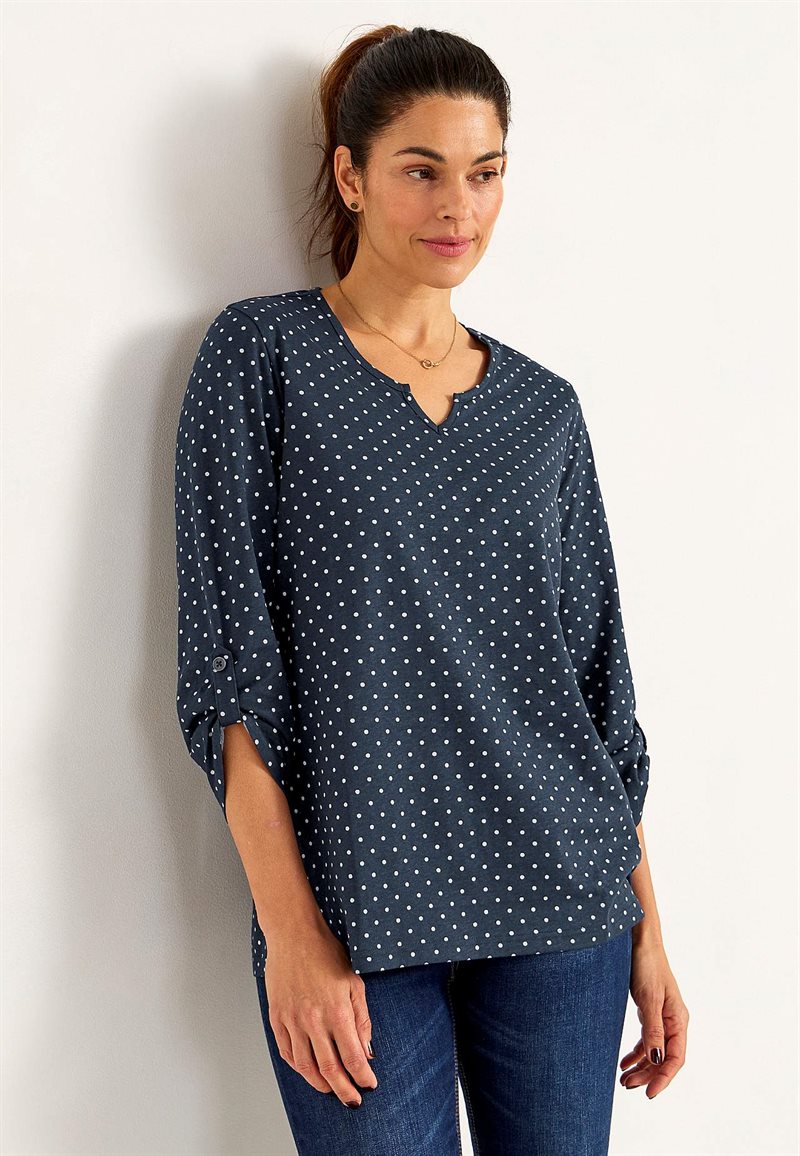 Trikåtopp med 3/4-långa ärmar