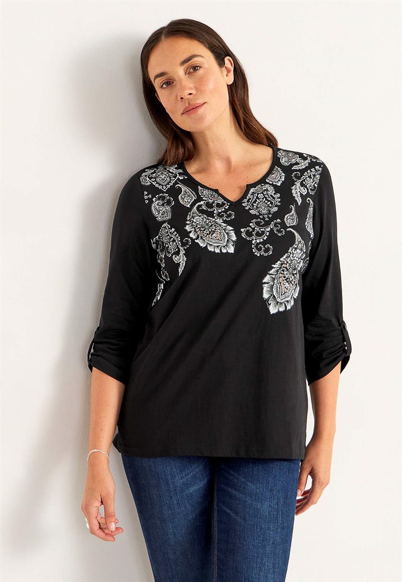 Trikåtopp med 3/4-långa ärmar 36135