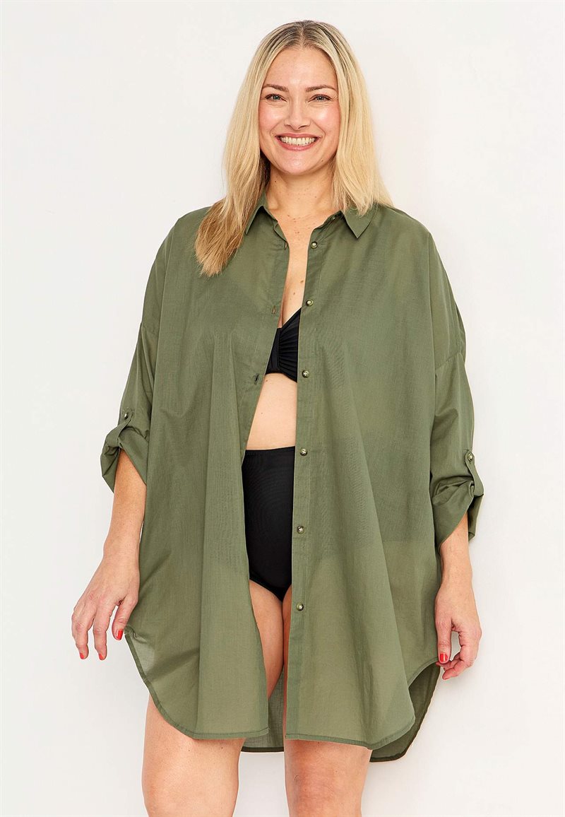 Strandskjorta med uppvikbara ärmar med knapp Malaga 30032