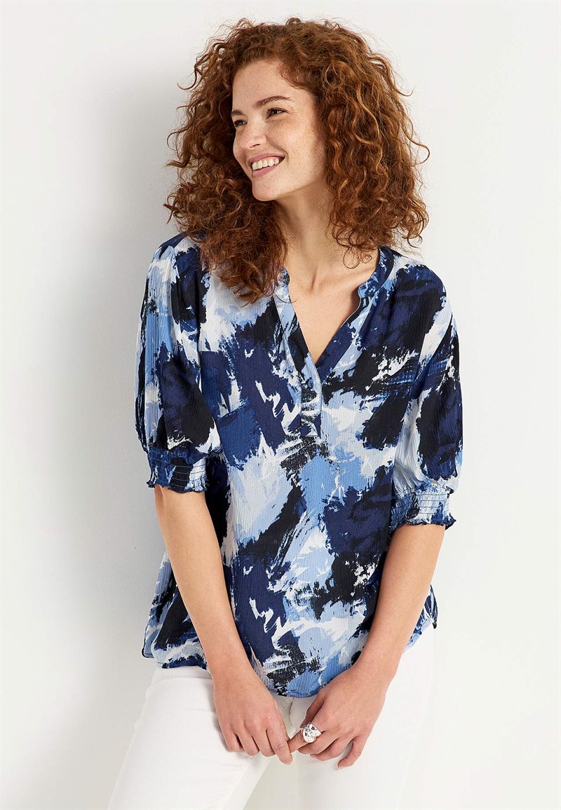 Crepe blus med smock Mia 30419