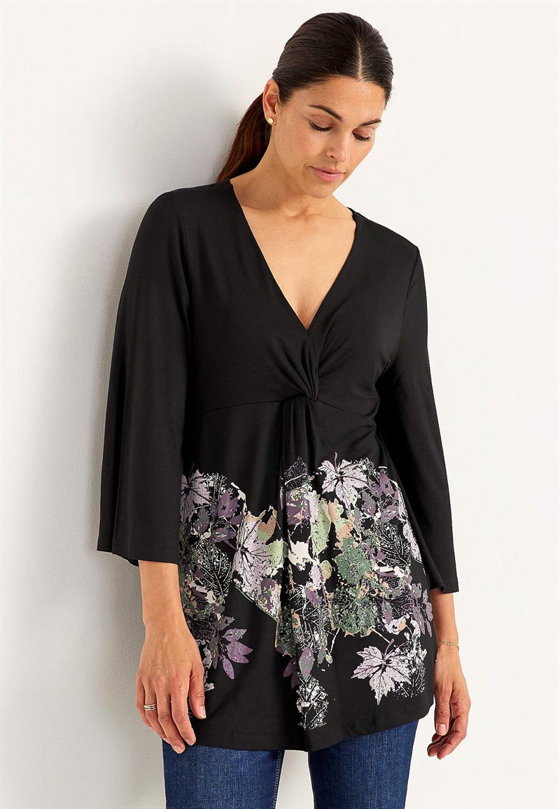 V-ringad tunika med vriden rynkdetalj 32538