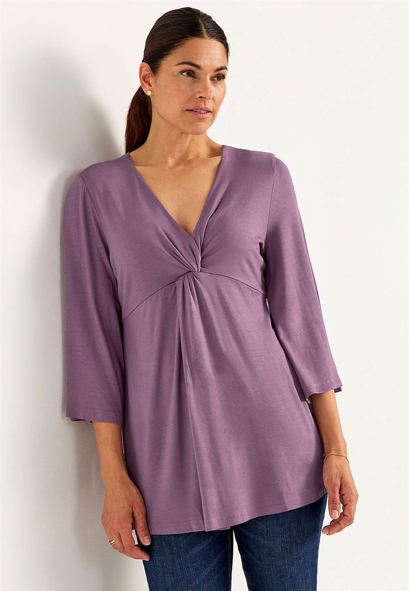 V-ringad tunika med vriden rynkdetalj 32546