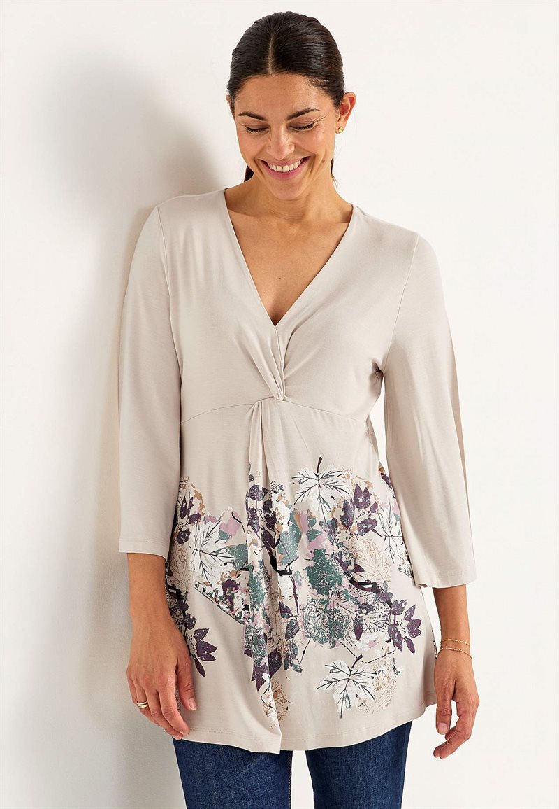 V-ringad tunika med vriden rynkdetalj 32557