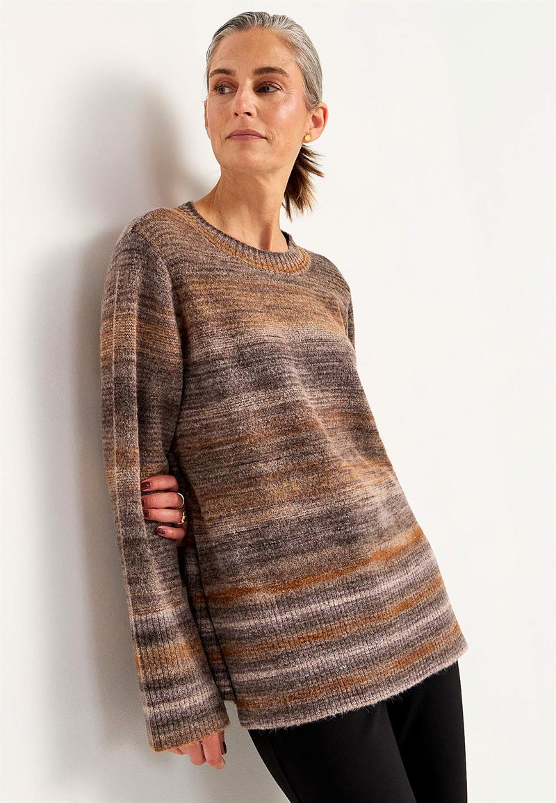 Stickad, flerfärgad tröja 32673