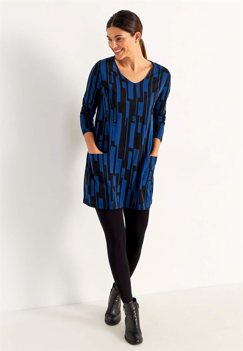 V-ringad trikåtunika med fickor 33795