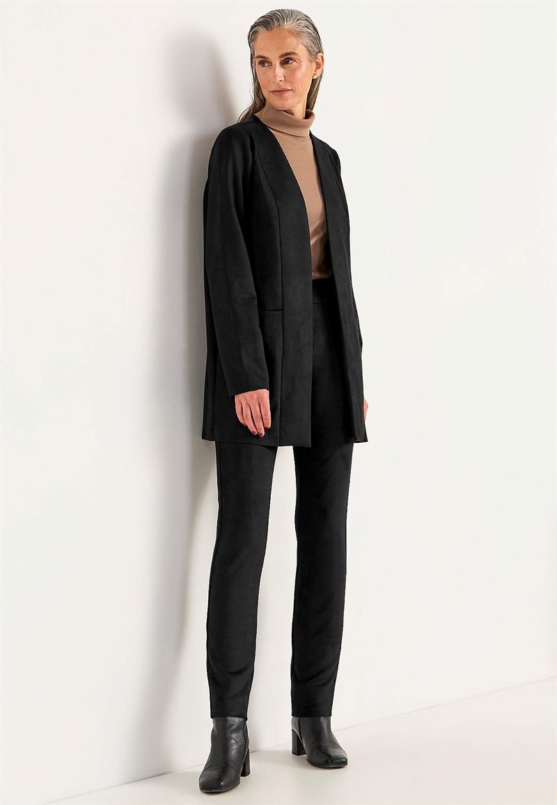 Trikåkavaj med mocka-look