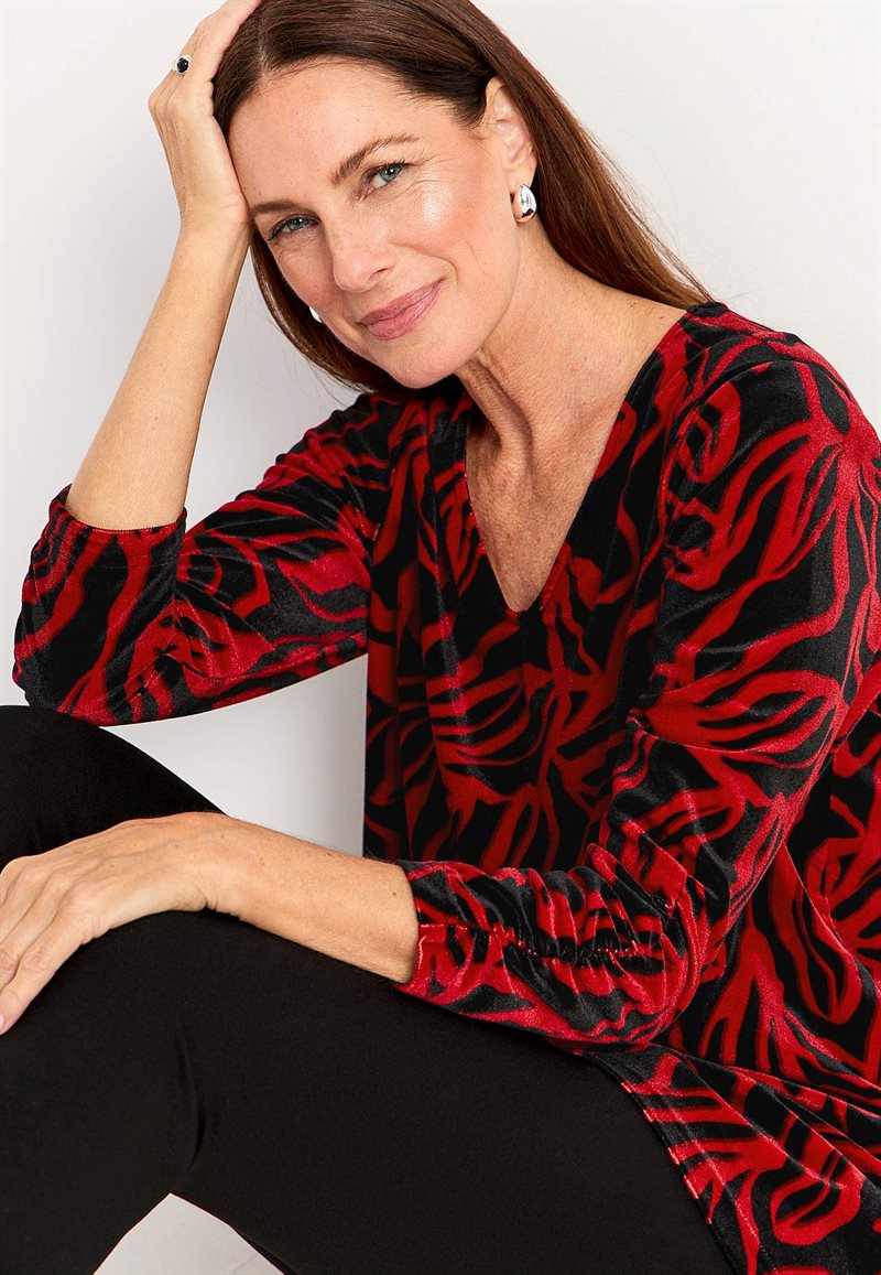 Sammetstunika med rynkad ärmdetalj 34309