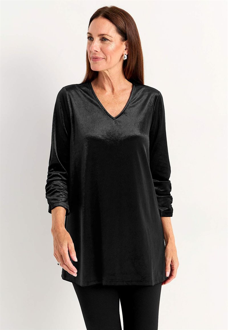 Sammetstunika med rynkad ärmdetalj 34313