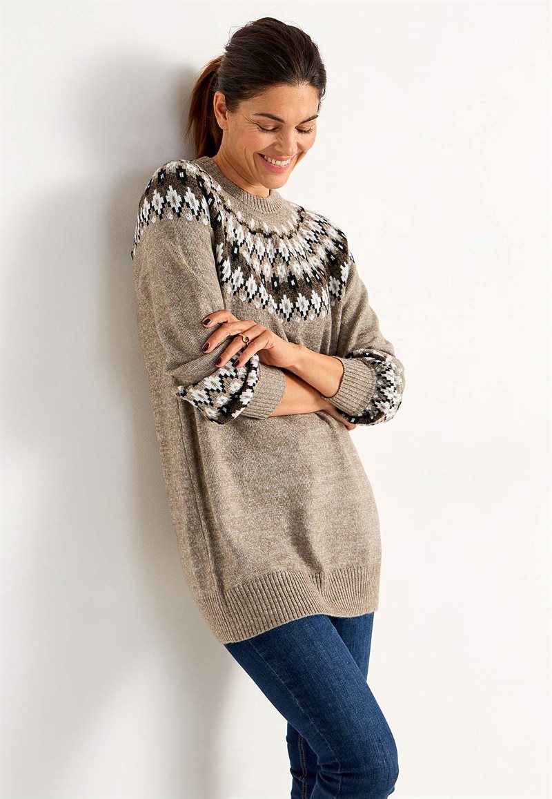 Stickad, jacquardmönstrad tröja 35157