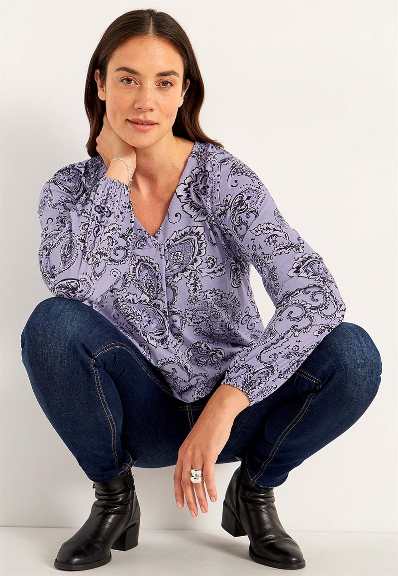 MÃ¶nstrad trikÃ¥tunika med dekorativt veck 35824