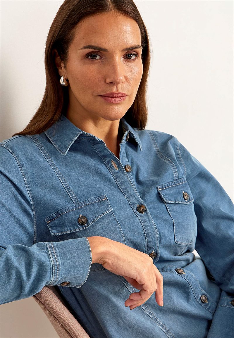 Stretchig jeansklänning