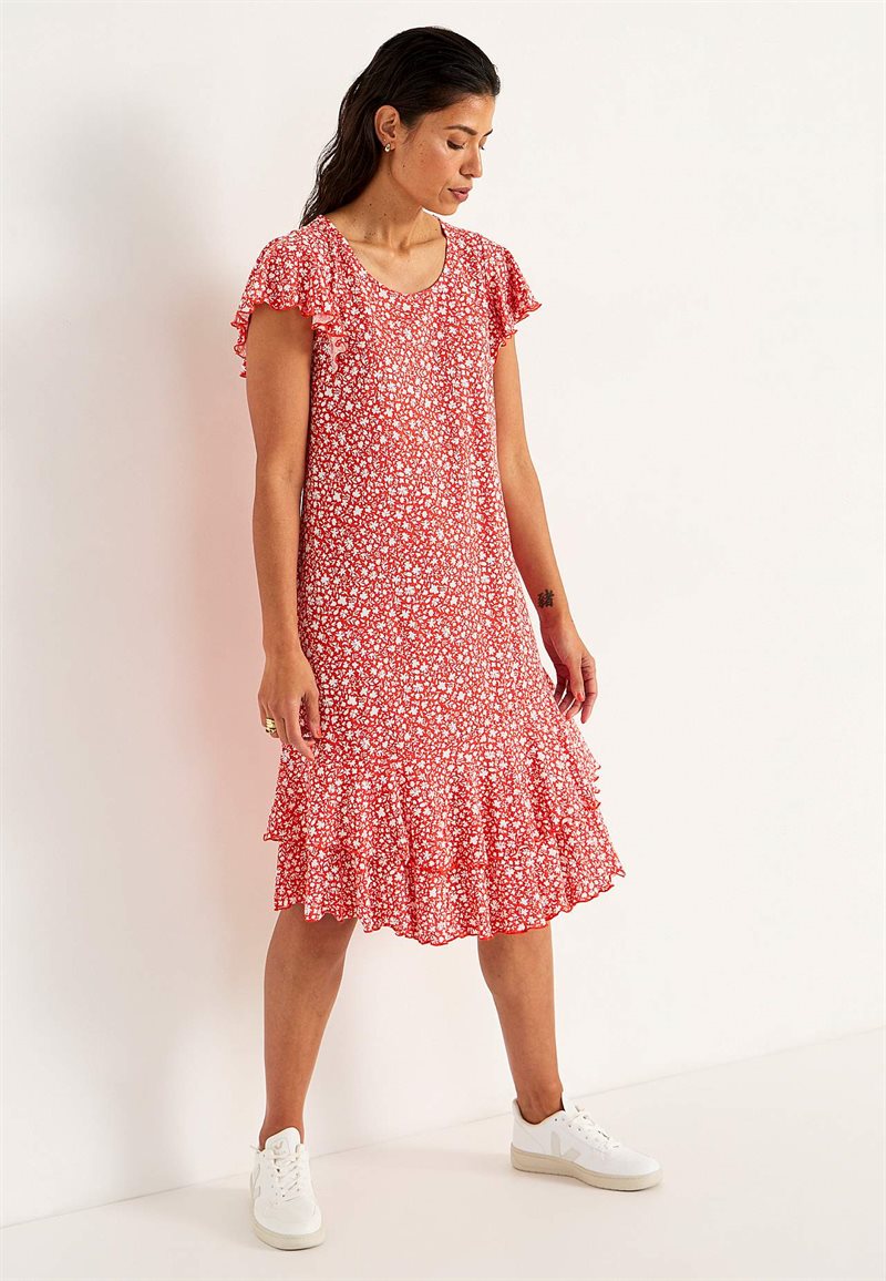 Trikåklänning med volanger