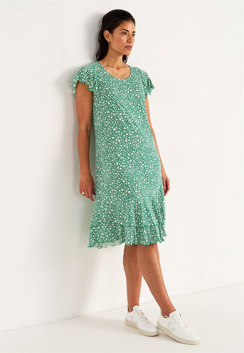 Trikåklänning med volanger